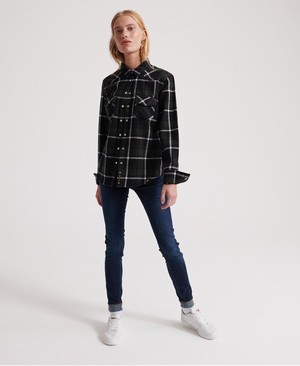 Superdry Bailey Western Check Női Ing Zöld | DXSFQ9567